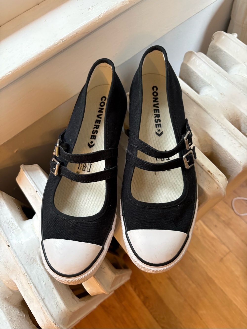 Converse Mary Janes in Black. Size 8.5